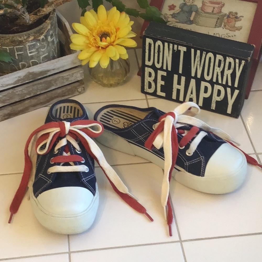 ‘City Sneaks’ Y2K Red/White/Blue Slip-Ons (#5)